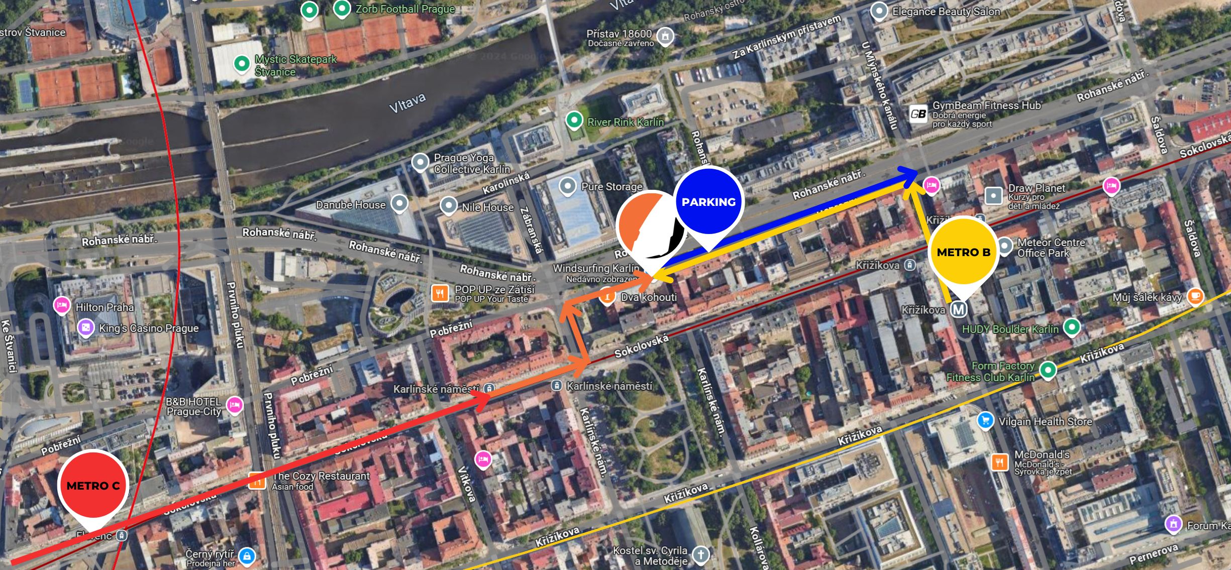 windsurfing karlin konktatky mapa kde se nachazime